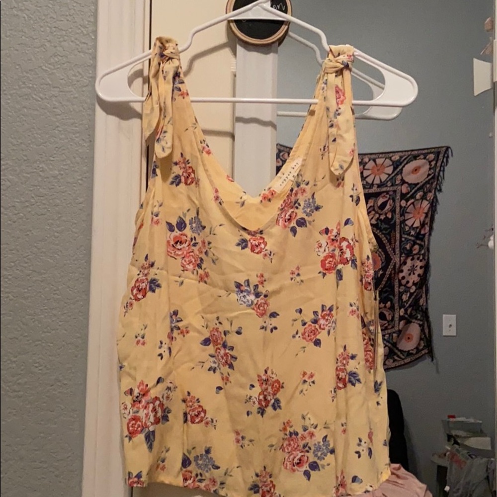 Yellow floral tank top